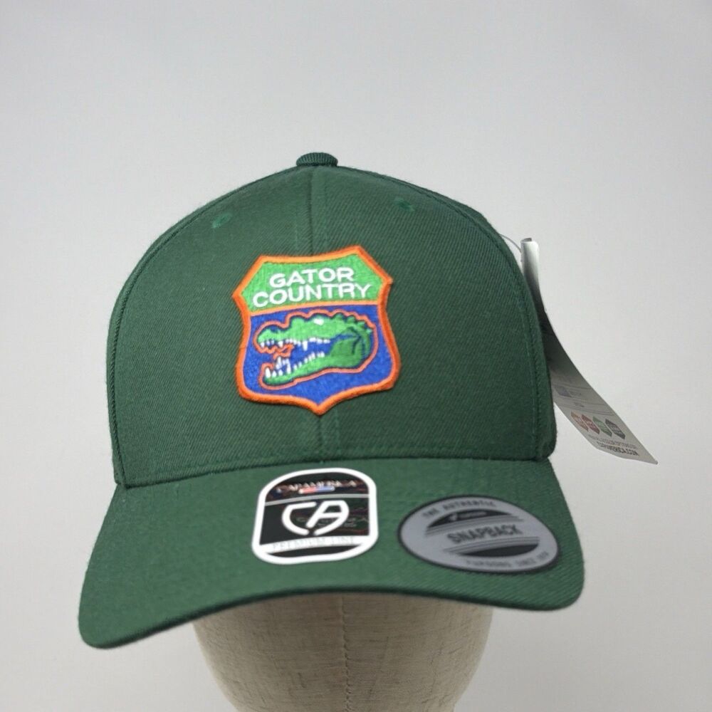 NWT Cap America Gator Country Green Snapback Hat OSFM Adjustable Acrylic Wool